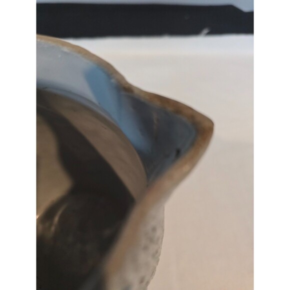 Antique Utica Pottery Stoneware Pitcher Blue Raised Rose Pattern 1800s - As Is - Picture 3 of 11